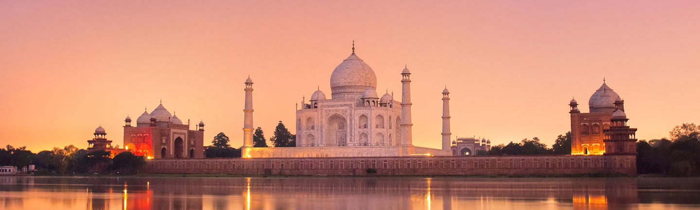 Taj Mahal at sunset in India