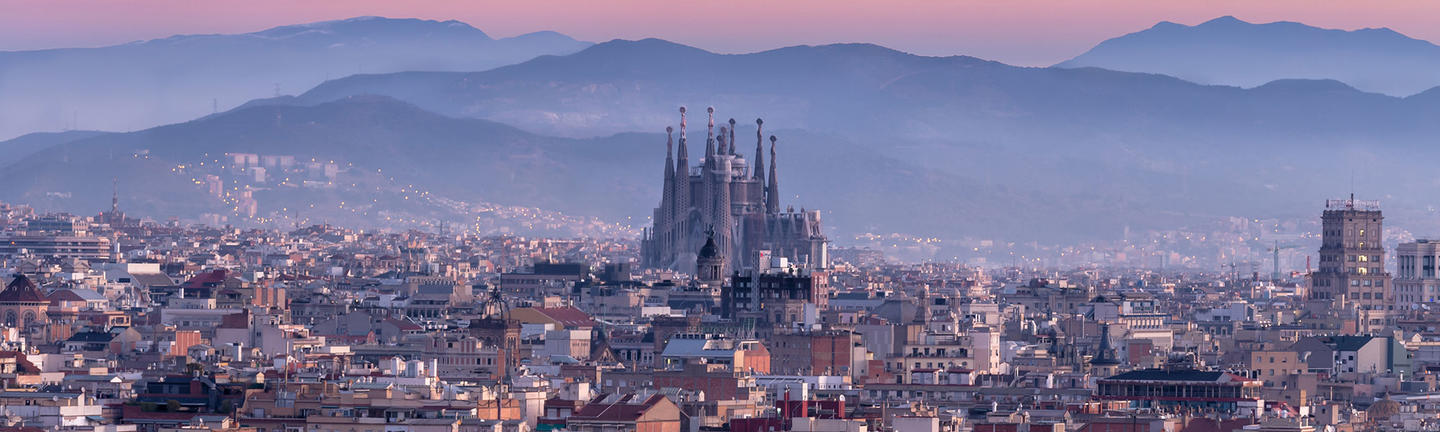 Sagrada Familia in Barcelona skyline